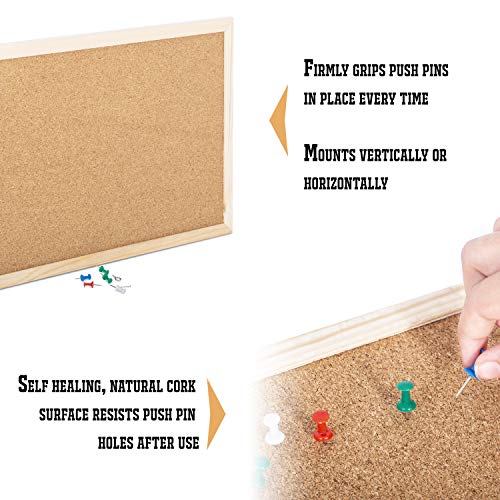 - KAV - Cork Notice Board | Office Memo Board | 6 Push Pins -