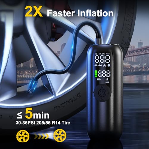 Bievin LP1 Electric Bike Pump Bicycle Pump Mini Tyre Inflator For Bikes, Motorcycle and Car, 150PSI Auto Shut-Off with Presta, Schrader Valve and Dunlop Valve