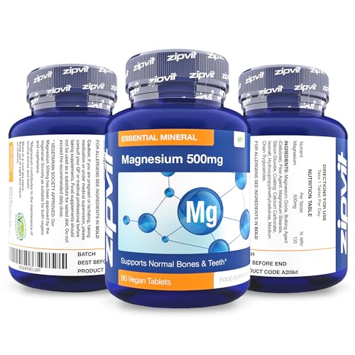 - Magnesium 500mg | 90 Vegan Tablets | 3 Months Supply | Supports Muscle and Bone Health -