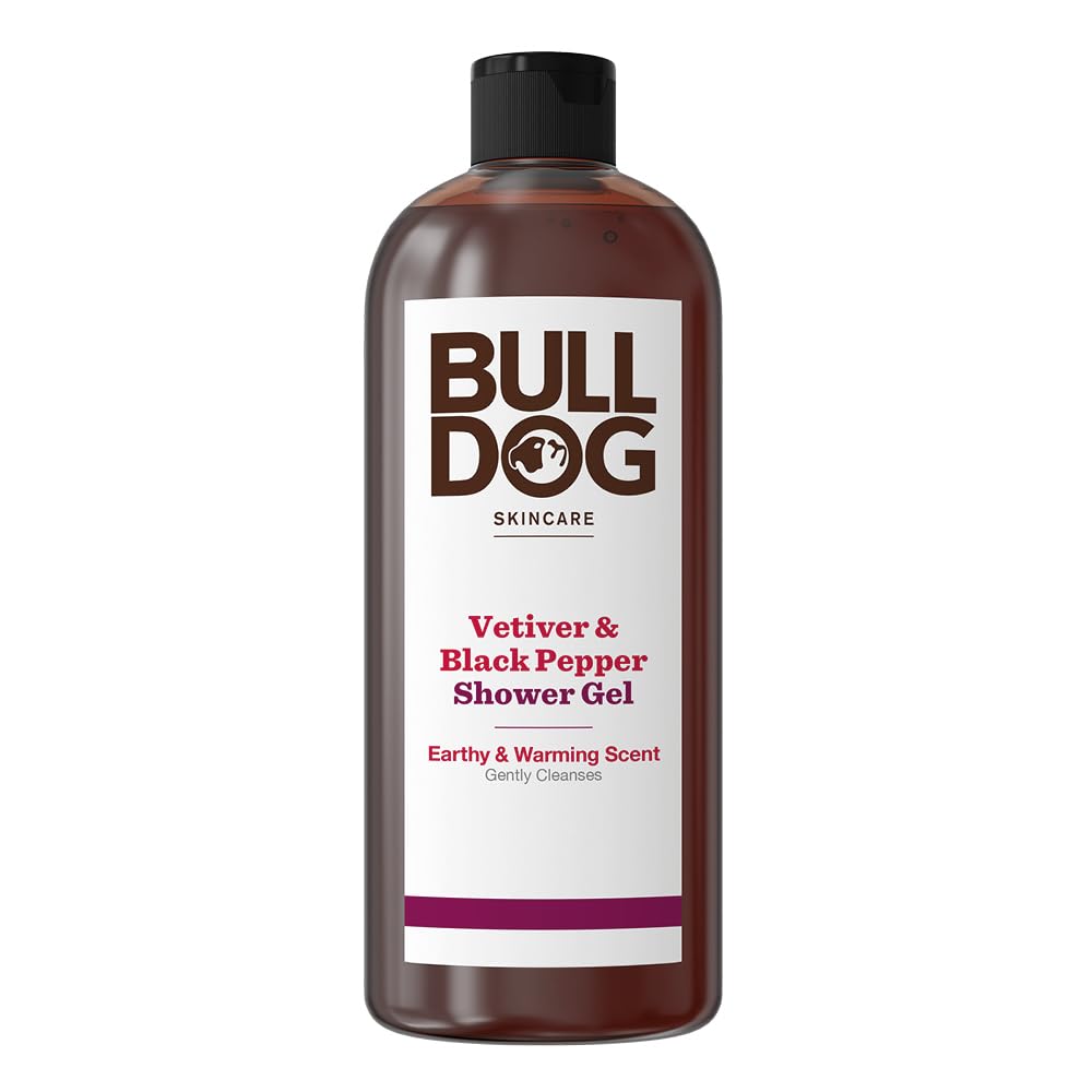 BULLDOG SKINCARE - Black Pepper and Vetiver Shower Gel |Earthy and Warming Scent | 500 ml