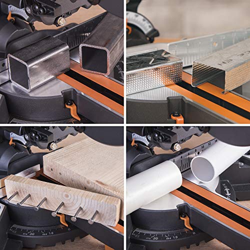 - Evolution Power Tools R210SMS+ Sliding Mitre Saw With Multi-Material Cutting | 45° Bevel | 50° Mitre | 230mm Slide | 1500 W | 230 V -