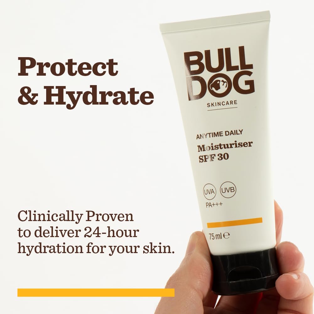 BULLDOG SKINCARE - Anytime Daily Moisturiser SPF 30 for Men | Protect & Hydrate Skin | 75 ml