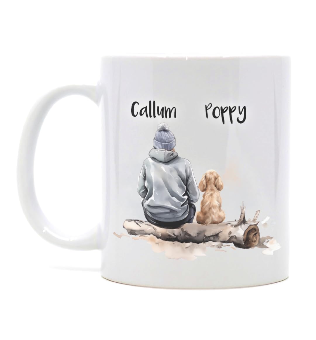 - Engravables Personalised Man & Dog 4 Mug | 11oz Ceramic | Dishwasher & Microwave Safe -