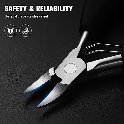 BEZOX Precision Toenail Clippers for Thick or Ingrown Toenails- Podiatrist Toenail Clippers - Professional Large Nail Clipper Grooming Tool - W/Metal Box/Spare Spring