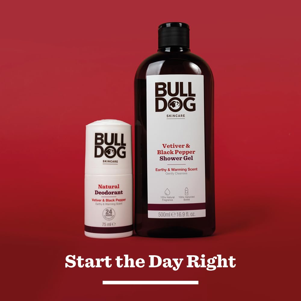 BULLDOG SKINCARE - Black Pepper and Vetiver Shower Gel |Earthy and Warming Scent | 500 ml