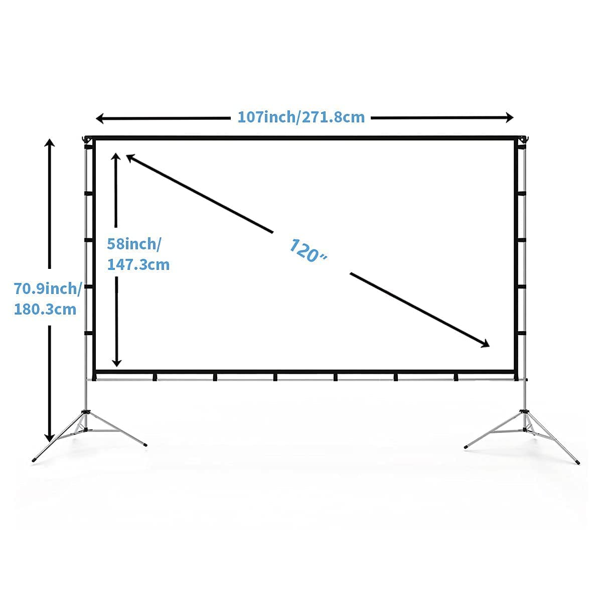 120 inch Projector Screen with Stand, Vamvo Outdoor Indoor Projector Screen 16:9 4K Full HD for Home Theatre Office Presentation, Portable Projector Screen Winkle-Free with Carrying Bag