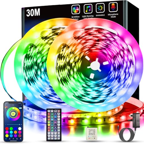 - Keepsmile Led Strip Lights | 30M(2 Rolls of 15M) | Bluetooth Smart App Control -