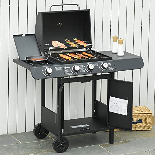 - Outsunny Gas Burner Barbecue | Grill 3+1 Burner -