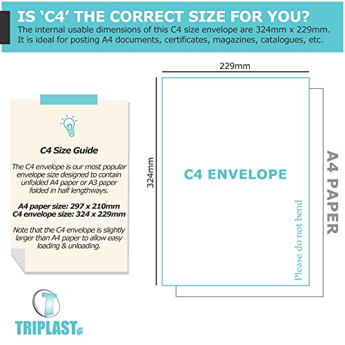 - Triplast Manilla Hard Board Back Envelopes | Pick Qty & Size: 10 x A4 C4 (324x229mm) -
