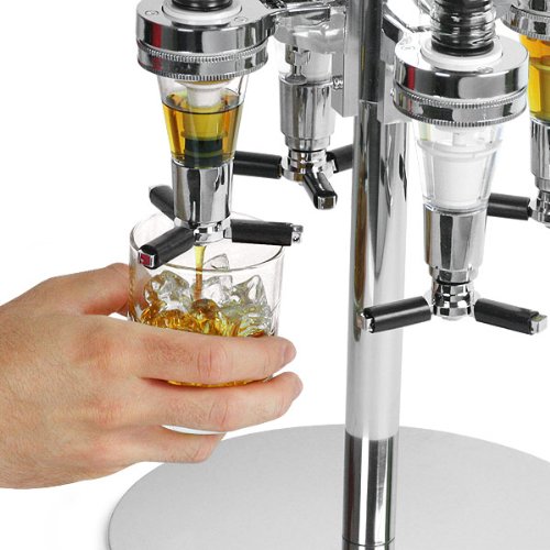 bar@drinkstuff Rotary 4 Bottle Stand Rotating Drinks Dispenser, Optics Dispenser for Spirits