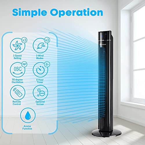 - PureMate Tower Fan | 43" Oscillating Tower Fan | Air Purifier & Aroma Function 8-Hour Timer -