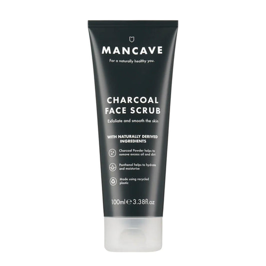 - ManCave Charcoal Face Scrub | 100ml for Men | Exfoliate & Smooth Skin -
