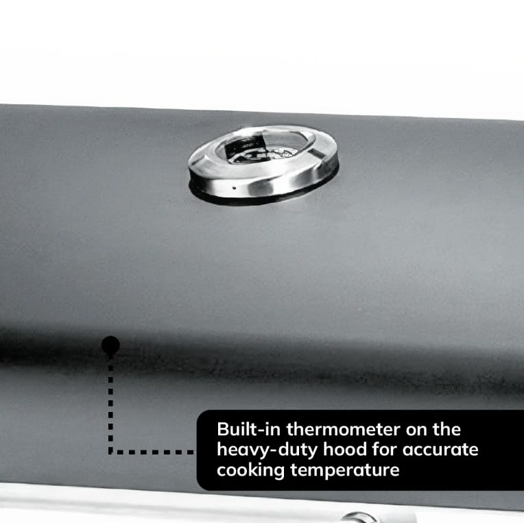 BillyOh Charcoal BBQ Grill Smoker with Side Table Shelf Stainless Steel Barbecue with Wheels Outdoor Portable Garden BBQ with Temperature Gauge, Grey Texas