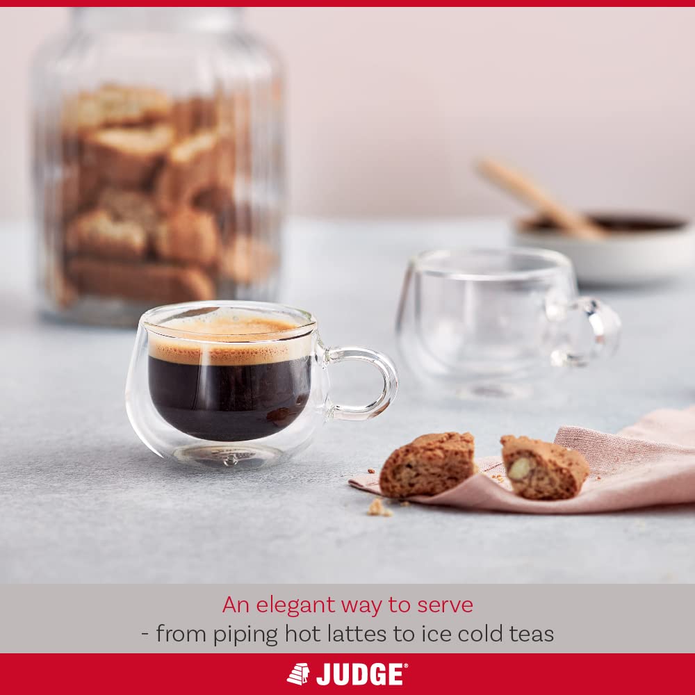 - Judge Double Walled Glass Espresso Coffee Handled Cups | Set of 2 | 75ml -