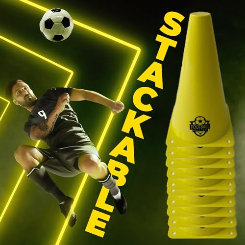 - Football Master ™ | Set of 10 Sport Training Football Equipment Traffic Cones | For Football, Soccer, Skating, Outdoor Games -