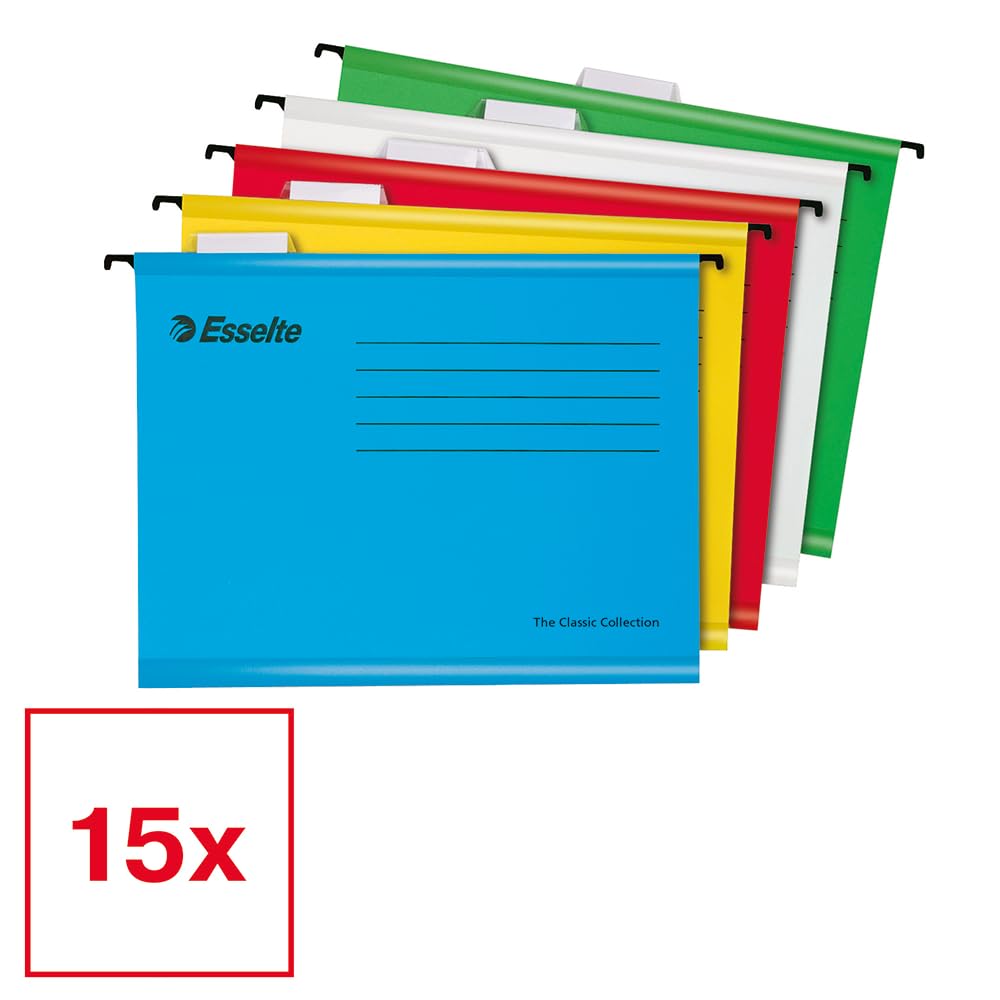 - Esselte A4 Reinforced Filing Cabinet Suspension File | Pack 15 Made from Strong 100% Recycled Card -