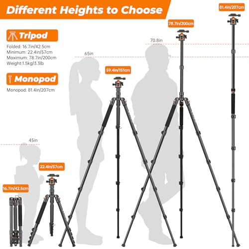- Victiv 78.7"/ 200cm Camera Tripod, Travel Tripod -