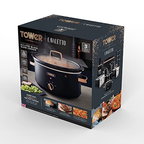 - Tower T16043BLK Cavaletto | 6.5 Litre Slow Cooker | 3 Heat Settings -