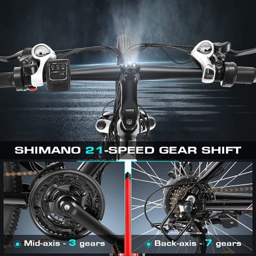 ANCHEER Upgraded Electric Mountain Bike, 250W 26'' Electric Bicycle with Removable 36V 12.5 AH Lithium-Ion Battery for Adults, 21 Speed Shifter