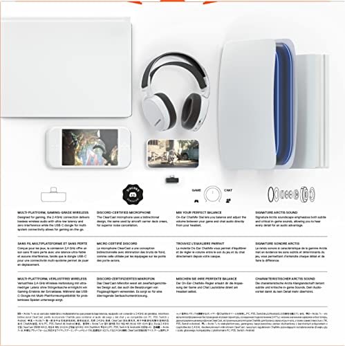 - SteelSeries Arctis 7+ Wireless Gaming Headset | Lossless 2.4 GHz | Sonar 7.1 Virtual Surround Sound | 30 Hour Battery Life | PC, PS5, PS4, Mac, Android and Switch | White -