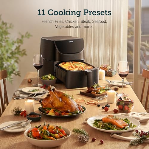 COSORI Air Fryer 5.5L Capacity,Oil Free, Energy and Time Saver with 11 Presets with 100 Recipes Cookbook, Non-Stick, Dishwasher Safe Basket,1700-Watt, CP158-AF, Black