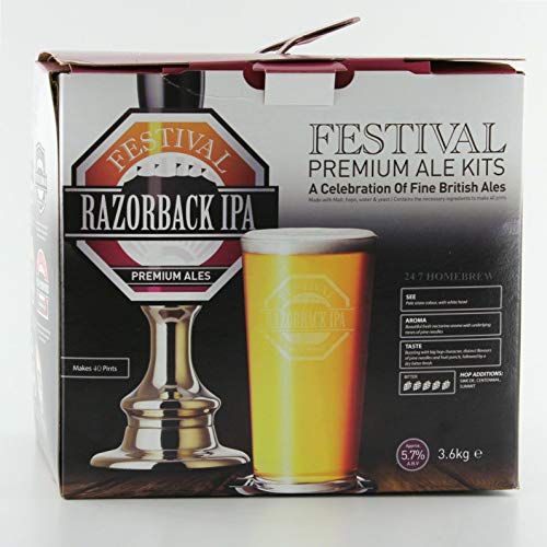 - Festival Razorback IPA Premium Homebrew Kit | Makes 40 pints of 5% ABV Home Brew Real Ale -