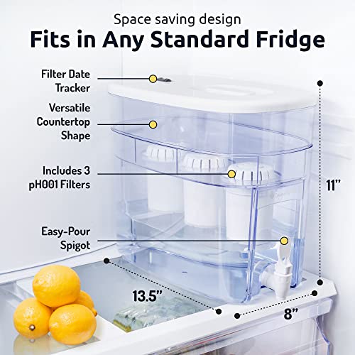 - pH Alkaline Countertop Water Filter Dispenser | 3.3 Gallons Water Dispenser | Removes Fluoride Chlorine & Impurities | 12.5 litres -