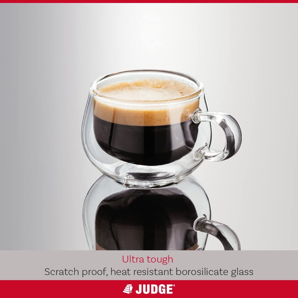 - Judge Double Walled Glass Espresso Coffee Handled Cups | Set of 2 | 75ml -