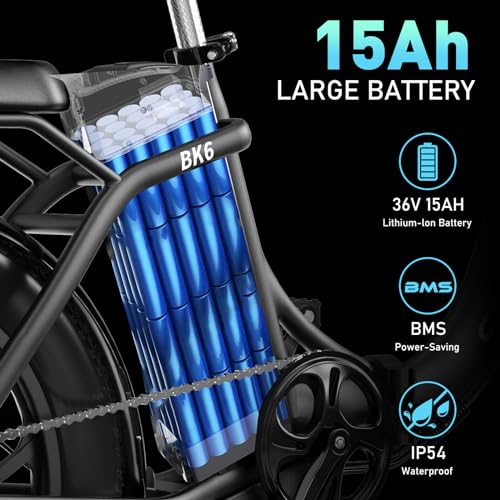 COLORWAY 20'' Electric Bike, Folding EBike, City Bike with 36V 15Ah Removable Battery, 7-Speed,with 250W Motor, Unisex Adult with LCD Display, Dual Disc Brake,Range up to 45-100KM,with pannier bag.