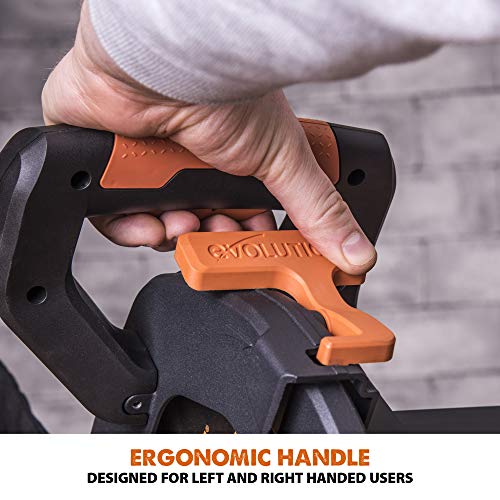 - Evolution Power Tools R255SMS+ Compound Mitre Saw | Multi-Material Cutting Blade | Chop Wood Metal Plastic | 45° Bevel | 50° Mitre Angle | 300mm Slide | 2000 W | 255 mm | 220-240 V -