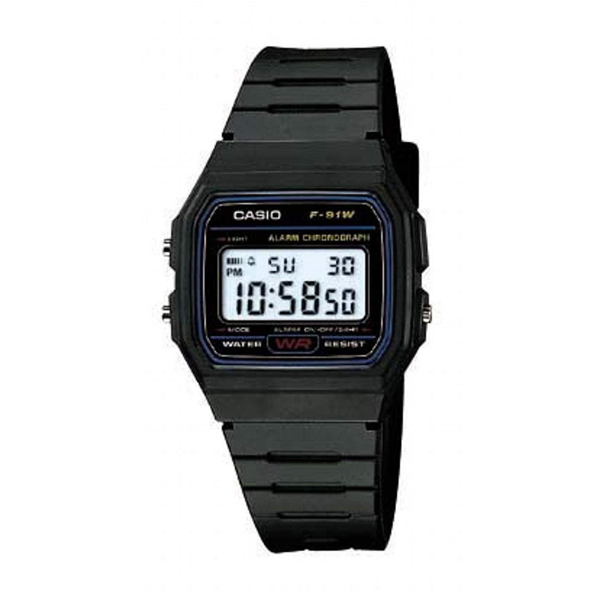 Casio F91W-1 Classic Water Resistant Black Digital Wrist Watch,Resin Strap Band