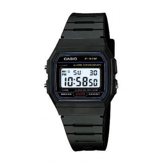 Casio F91W-1 Classic Water Resistant Black Digital Wrist Watch,Resin Strap Band