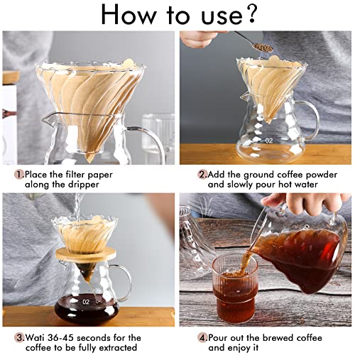 - SuproBarware Pour over Coffee Maker Set | Manual Glass Coffee Filter with Dripper Glass Coffee Filters | 500ML | 40 Paper Filters -