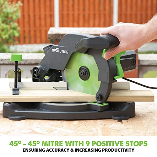- Evolution Power Tools F210CMS Compound Mitre Saw | Multi-Material Multi-Purpose Cutting -