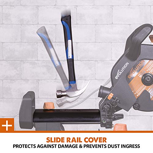 - Evolution Power Tools R210SMS+ Sliding Mitre Saw With Multi-Material Cutting | 45° Bevel | 50° Mitre | 230mm Slide | 1500 W | 230 V -