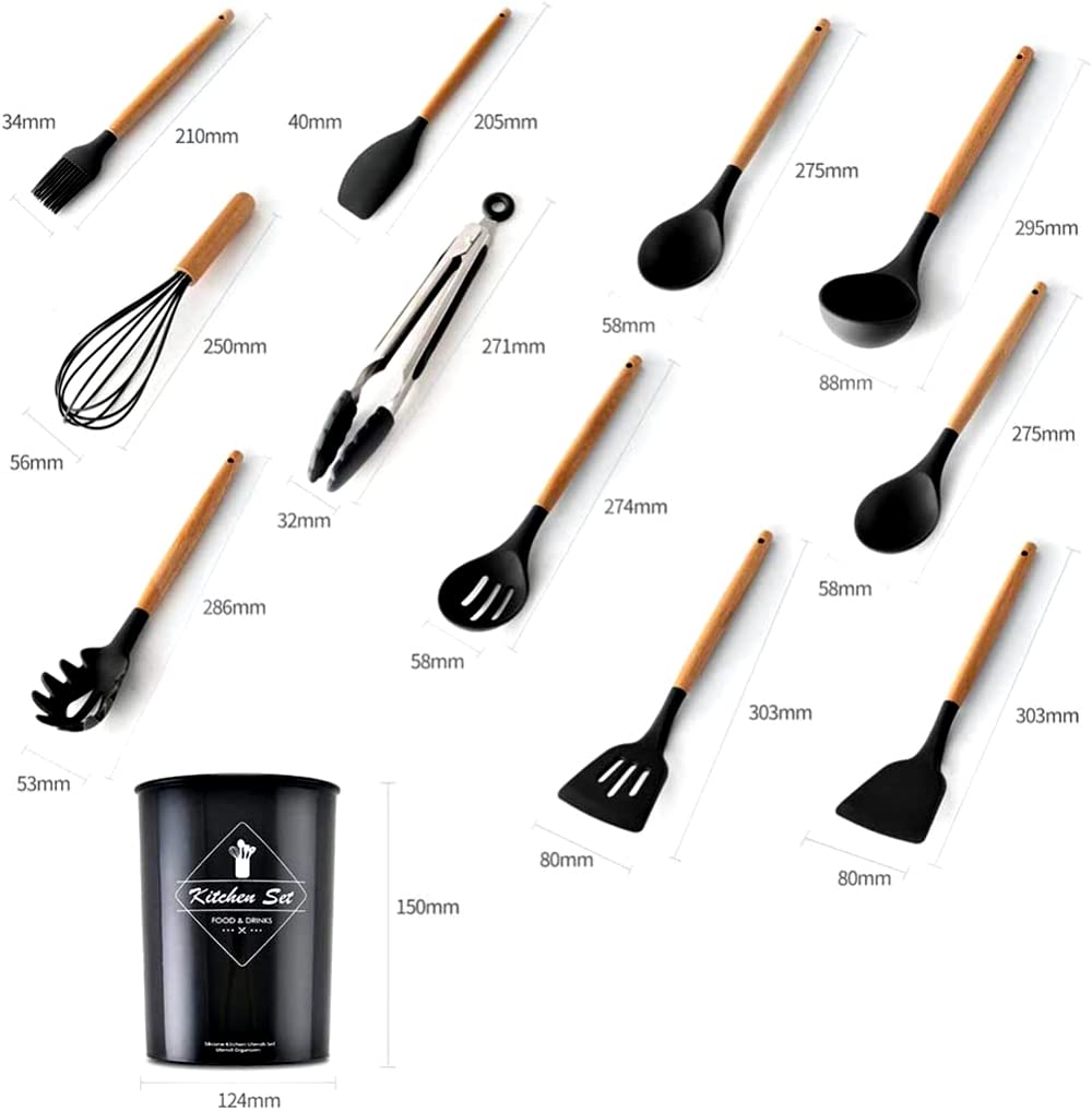 - Kitchen Utensils Set | 12 pcs | Non-Stick Silicone Cooking Kitchen Utensils Spatula Set -