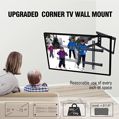 - FORGING MOUNT Long Reach TV Wall Bracket Mount | Swivel Tilt Corner TV Bracket | 765mm long Arm for Corner/flat Installation | Fits 37 to 75" Flat/curve TVs | VESA 600x400mm | Holds up to 45kg -