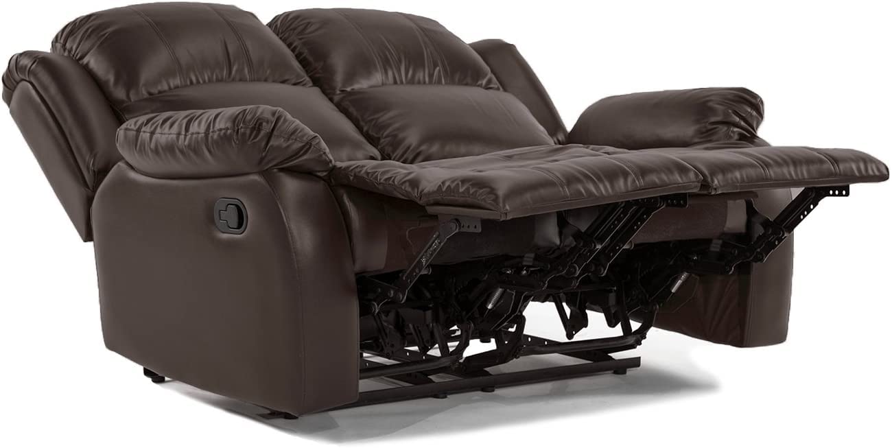 - Roma Leather Recliner Sofa with Cupholders | 2 Seater Sofa | Black (2 Seater) -