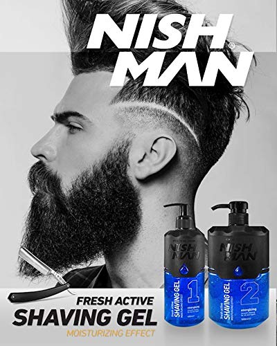 - Nishman Shaving Gel with Pump | 1000 ml | Moisturizing and Smooth Shaving Experience -