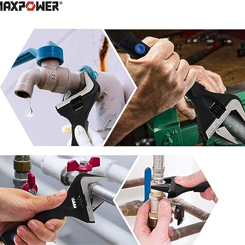 - MAXPOWER Adjustable Wrenches Wide Jaw | 2PCs Stubby Adjustable Spanner Set -