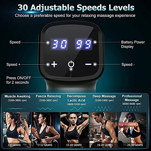 - Massage Gun Deep Tissue | Powerful 30 Speeds Percussion Muscle Massager | 2600mah -