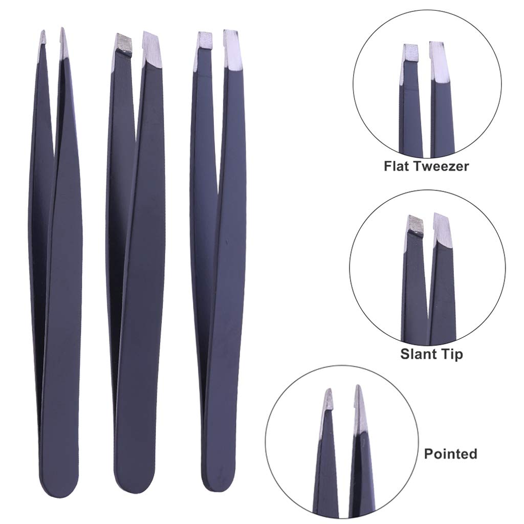 - Stadux Eyebrow Tweezers | 3 Piece | Professional Stainless Steel Precision Tweezers for Eyebrows Plucking, Ingrown Hair Remover and Facial hair -