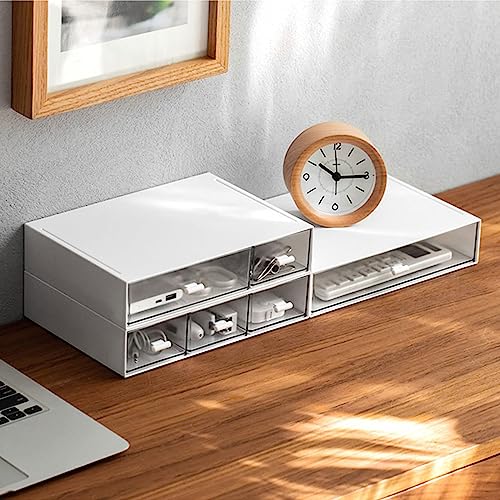 - VADUDA Stackable Desktop Storage - 6 Drawers - Storage Unit - White -