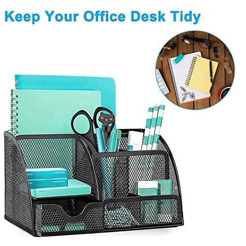 - OKPOW Mesh Desk Organiser | Multi-Use Desk Tidy | Pen Holder -