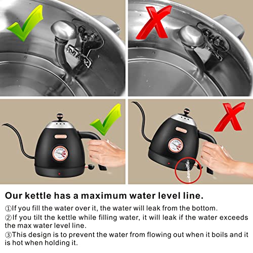- Electric Gooseneck Kettle | Pour Over Coffee Kettle | 100% Stainless Steel -
