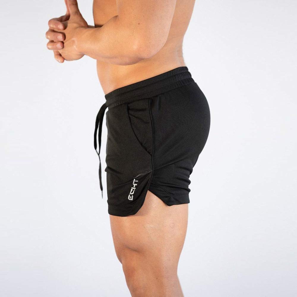 - Superora Mens Running Gym 2 in 1 Sport Shorts | Breathable Outdoor Workout Training Shorts with Pockets | Black | Medium -