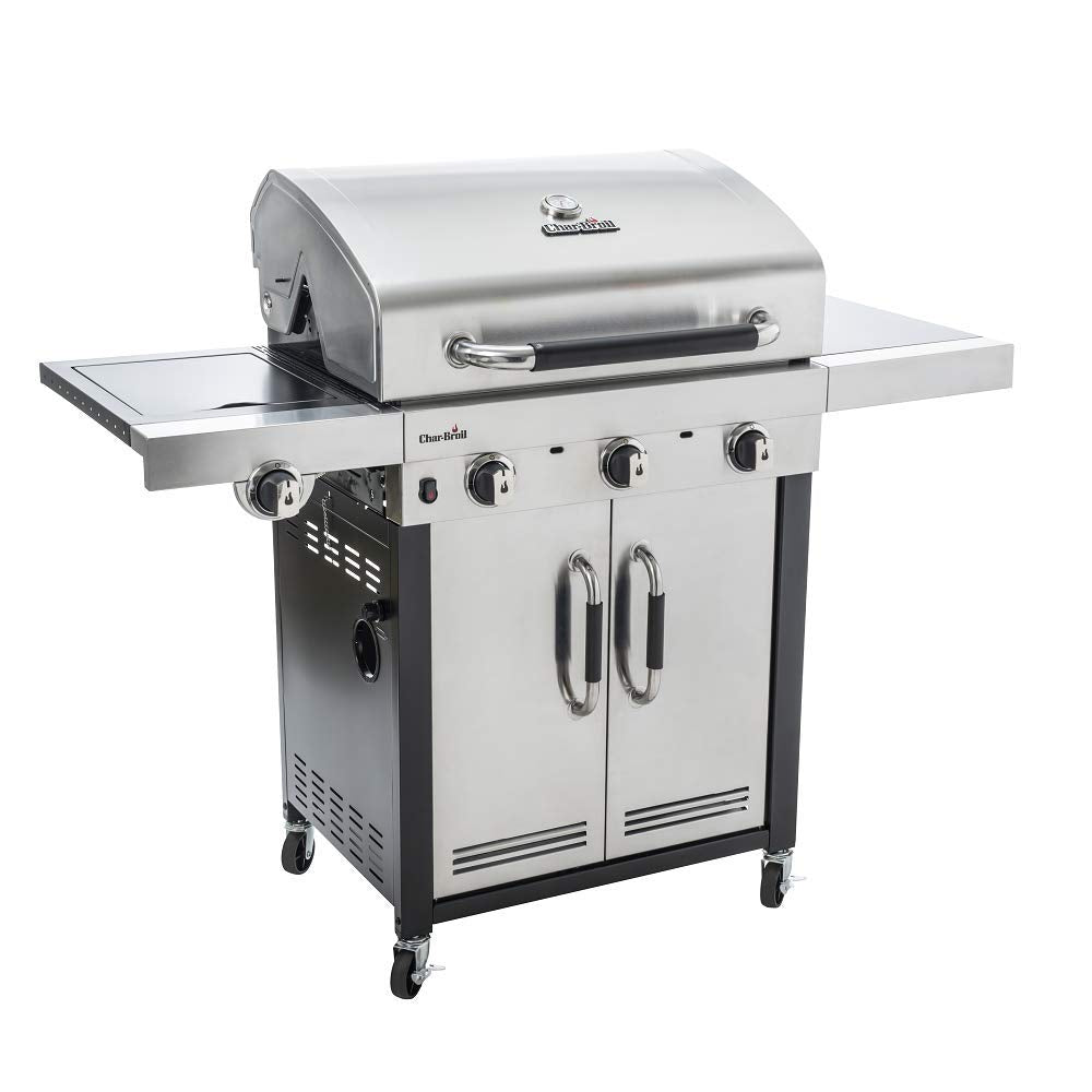 Char-Broil Advantage Series 345S - 3 Burner Gas Barbecue Grill with TRU-Infrared Technology, Stainless Steel Finish with 140 766 - Universal 3-4 Burner Gas Barbecue Grill Cover, Black.