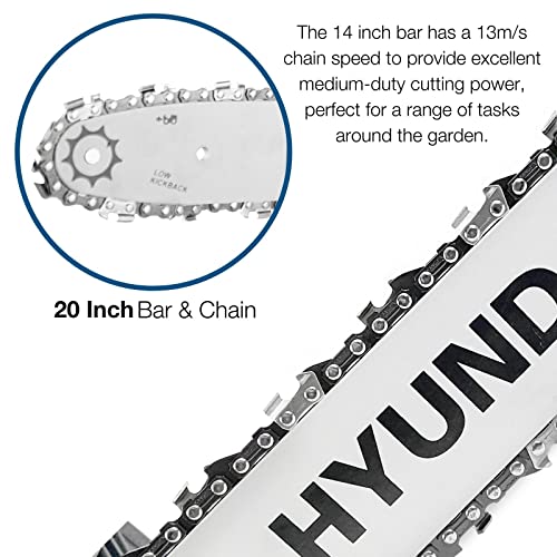 - Hyundai 1600w / 230v | 14" Bar Powerful Electric Chainsaw | Lightweight | 3m Power Cable | Automatic Chain Lubrication | Easy to Use Corded Chain Saw -