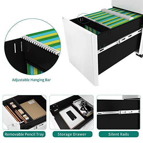 - YITAHOME File Cabinet Metal with 3 Lockable Drawers, Mobile Filing Cabinet for Home Office, Under Desk File Office Drawers