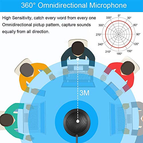 Conference USB Microphone, Computer Desktop Mic with LED Indicator, TKGOU Plug & Play Omnidirectional Condenser PC Laptop Mics for Online Meeting,Class,Skype,Recording,Chatting,Zoom,(Windows/Mac OS X)